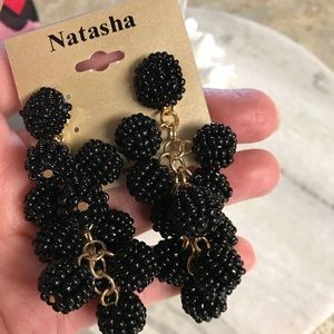 Natasha Black Beaded Earrings